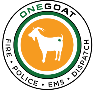 OneGoat logo with a goat in the center and fire, police, ems, and dispatch subtext